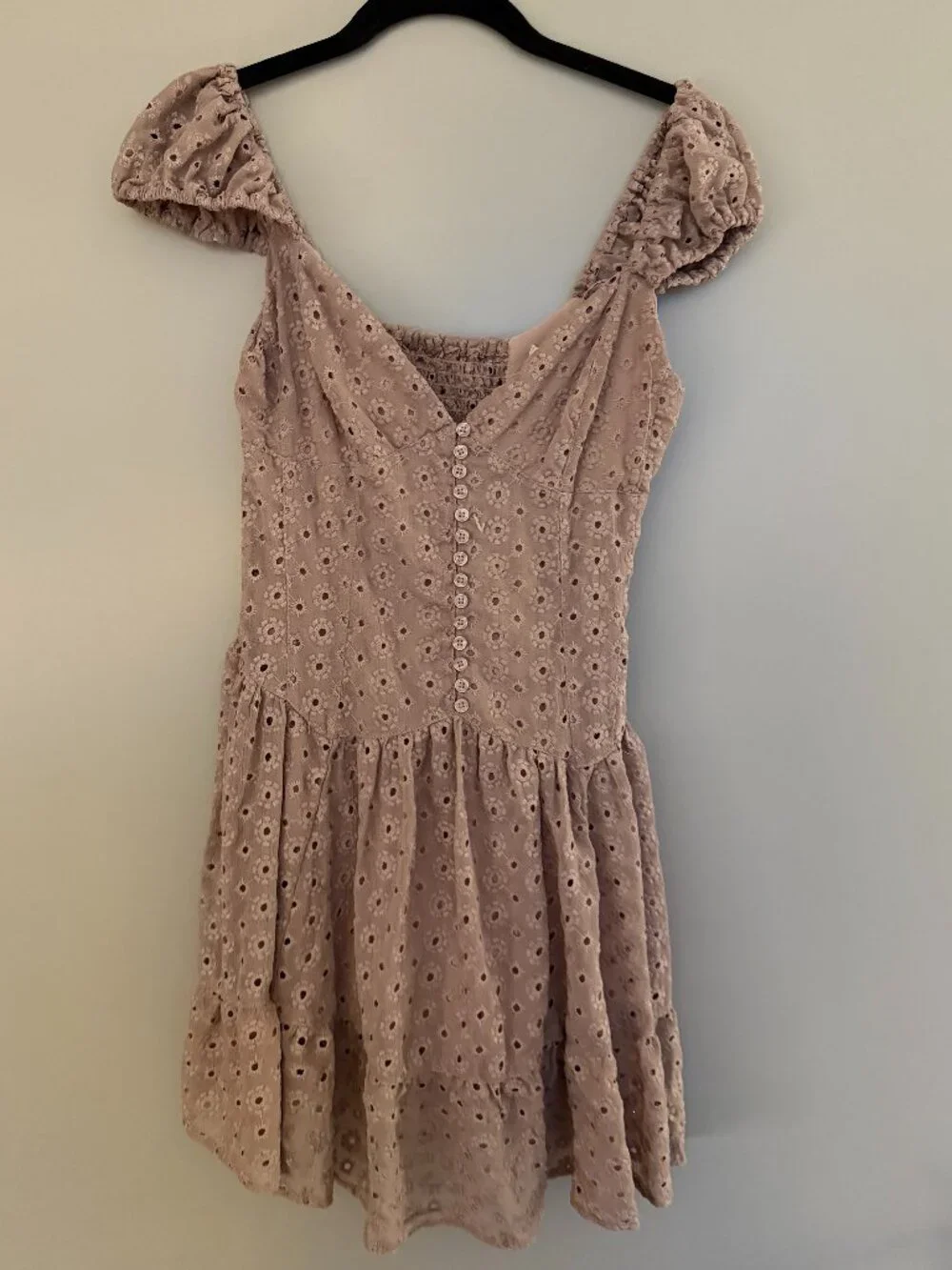 Free People Mauve Eyelet Mini Dress - Picture 5 of 6